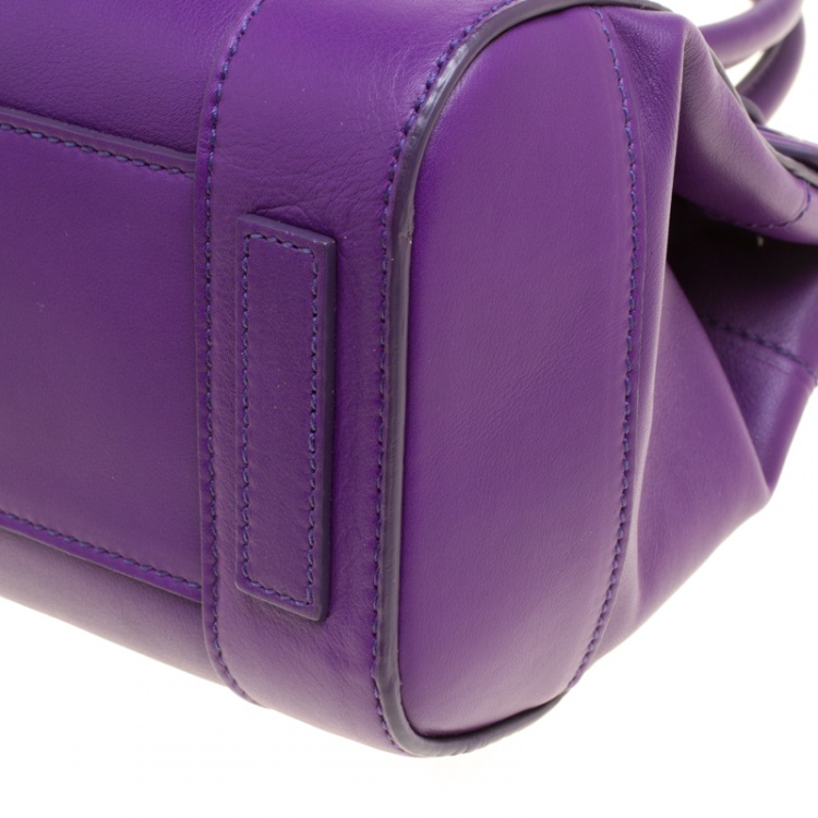 Pre Owned Ralph Lauren Purple Soft Leather Ricky 27 Top Handle Bag
