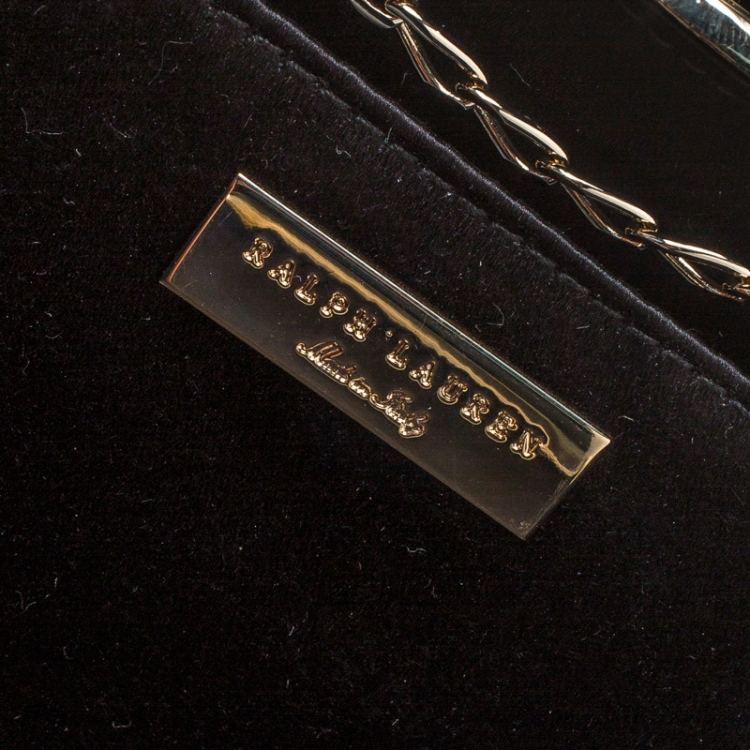 Pre Owned Ralph Lauren Gold Plated Metal Crest Clutch