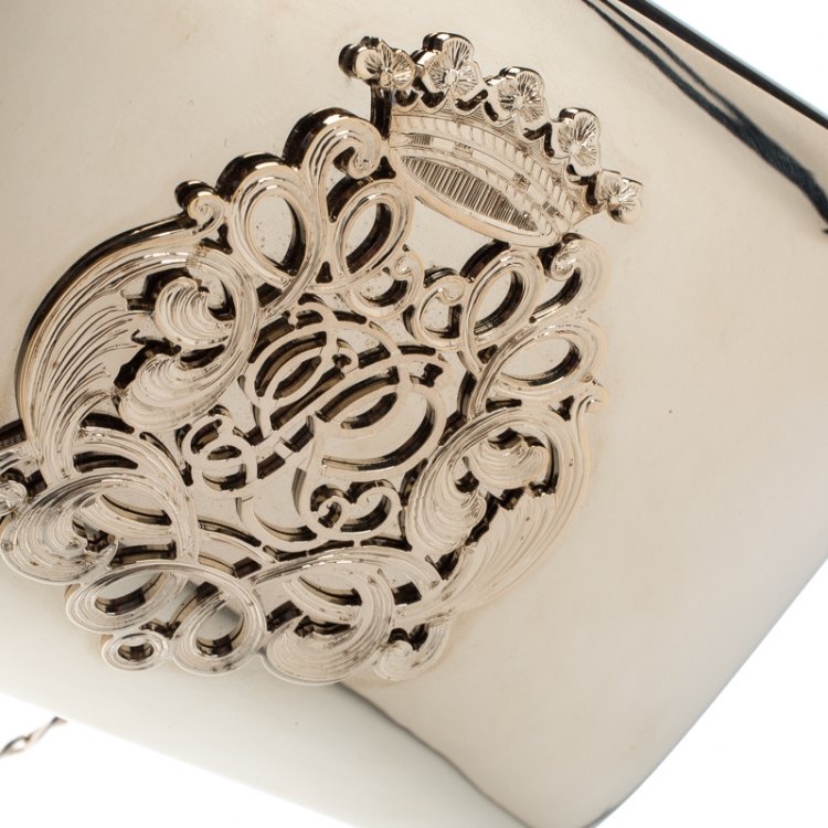 Pre Owned Ralph Lauren Gold Plated Metal Crest Clutch