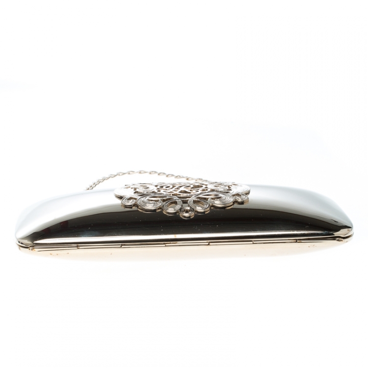 Pre Owned Ralph Lauren Gold Plated Metal Crest Clutch