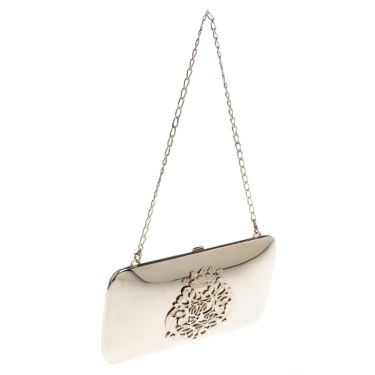 Pre Owned Ralph Lauren Gold Plated Metal Crest Clutch