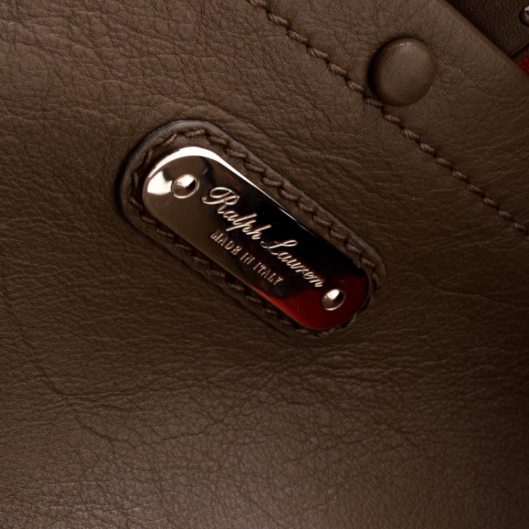 مملوكة مسبقًا Ralph Lauren Dark Beige Leather Ricky Top Handle Bag