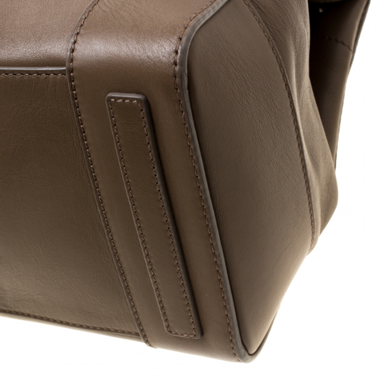 مملوكة مسبقًا Ralph Lauren Dark Beige Leather Ricky Top Handle Bag