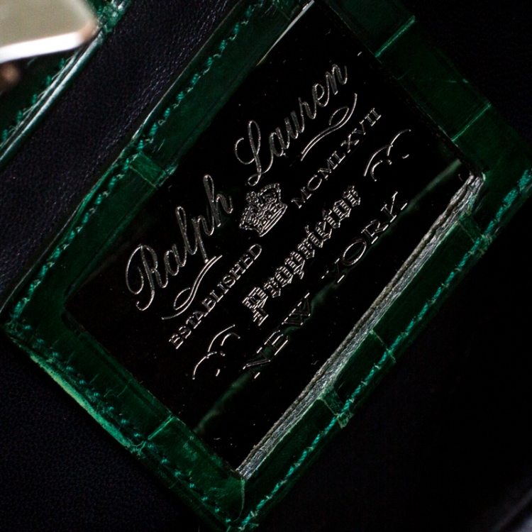 Pre Owned Ralph Lauren Green Alligator Ricky Top Handle Bag