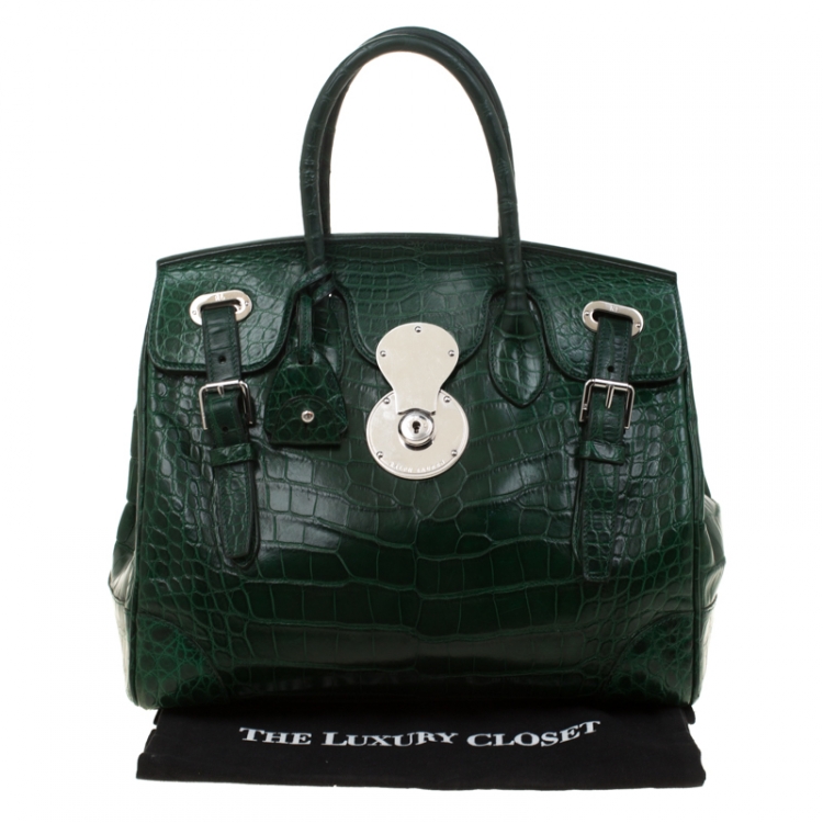 Pre Owned Ralph Lauren Green Alligator Ricky Top Handle Bag