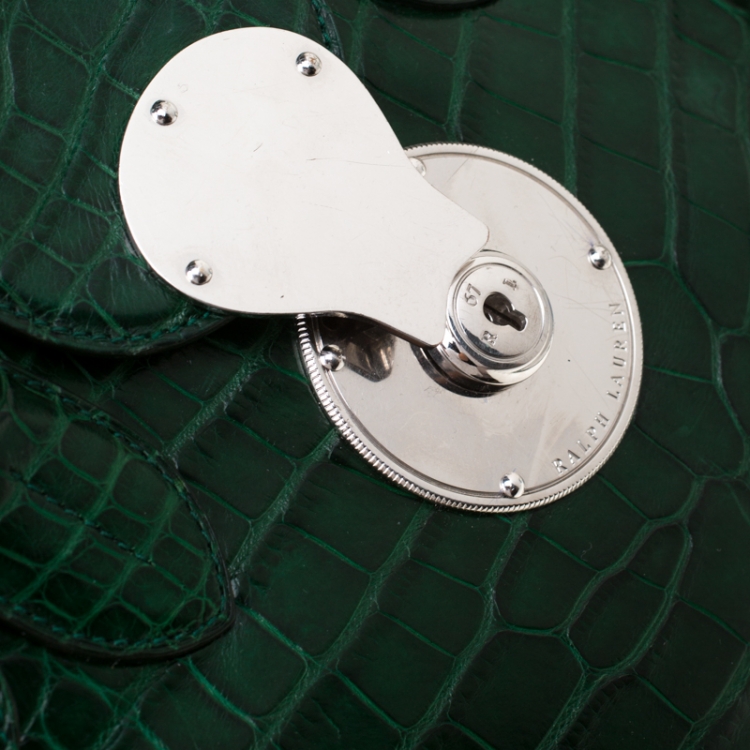Pre Owned Ralph Lauren Green Alligator Ricky Top Handle Bag