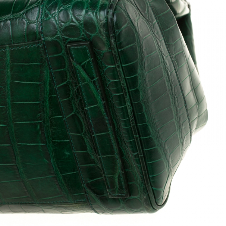Pre Owned Ralph Lauren Green Alligator Ricky Top Handle Bag