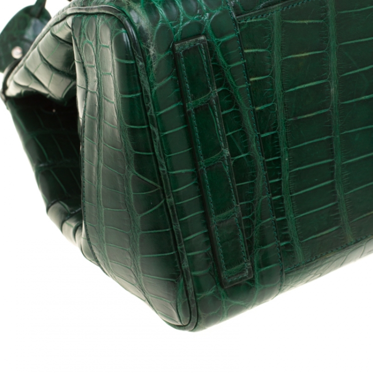 Pre Owned Ralph Lauren Green Alligator Ricky Top Handle Bag