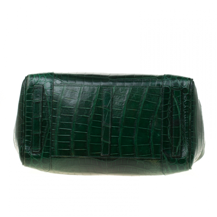 Pre Owned Ralph Lauren Green Alligator Ricky Top Handle Bag
