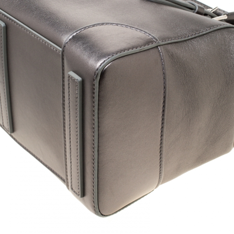 Pre Owned Ralph Lauren Silver Metallic Soft Leather Ricky 33 Top Handle Bag