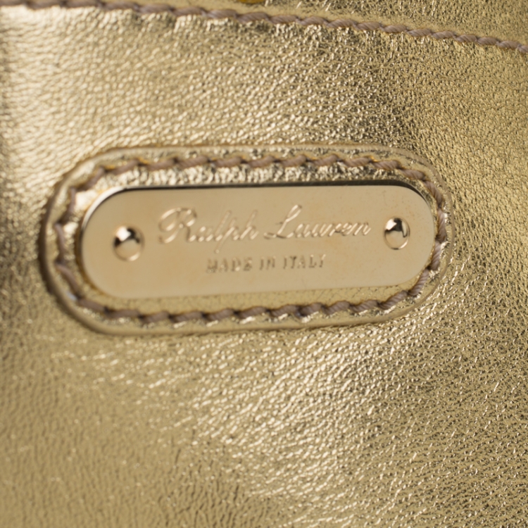 مملوكة مسبقًا Ralph Lauren Gold Leather Ricky 27 Tote 