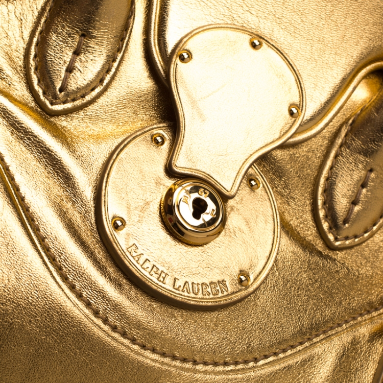 مملوكة مسبقًا Ralph Lauren Gold Leather Ricky 27 Tote 