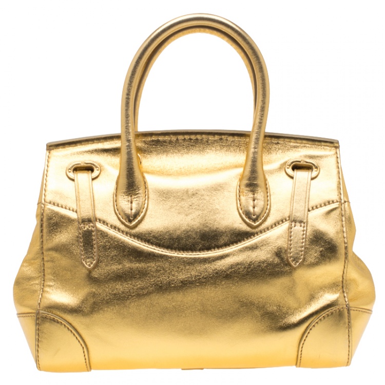 مملوكة مسبقًا Ralph Lauren Gold Leather Ricky 27 Tote 