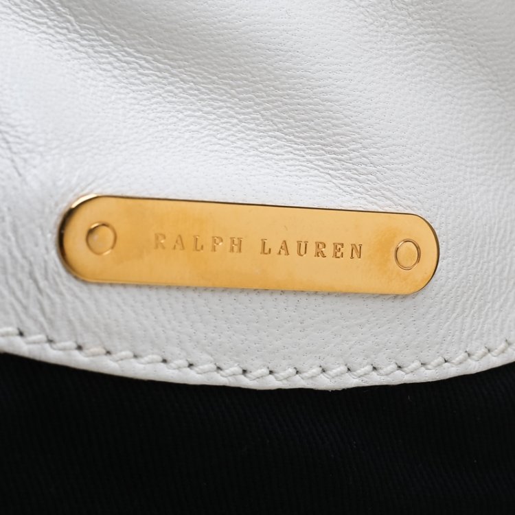 Pre Owned Ralph Lauren White Woven Leather Hobo 