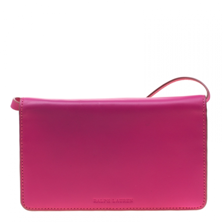 مملوكة مسبقًا Ralph Lauren Pink Leather Mini  Vachetta Stirrup Crossbody Bag