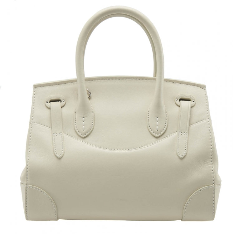Pre Owned Ralph Lauren Cream Soft Leather Ricky 27 Top Handle Bag