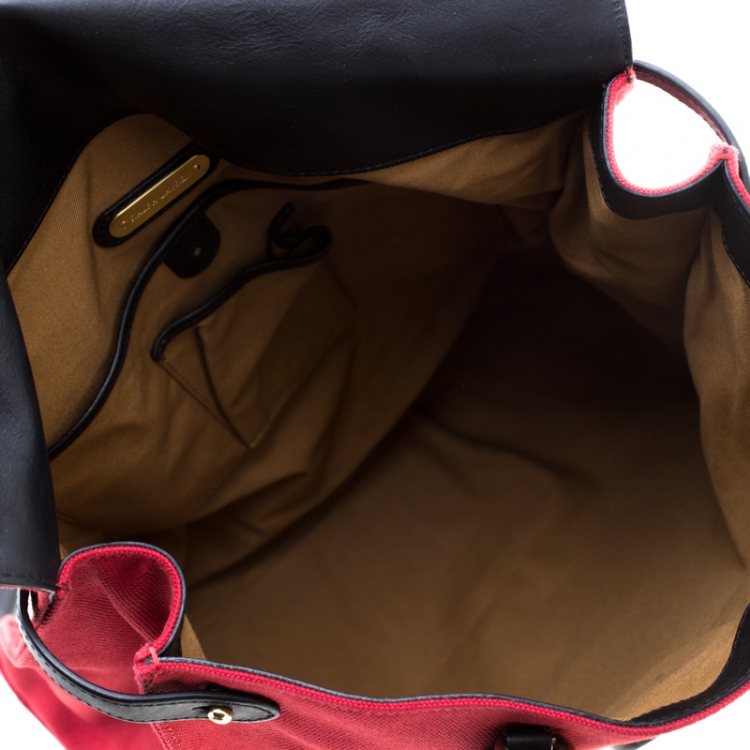 Pre Owned Ralph Lauren Red Canvas And Leather Ricky Tote