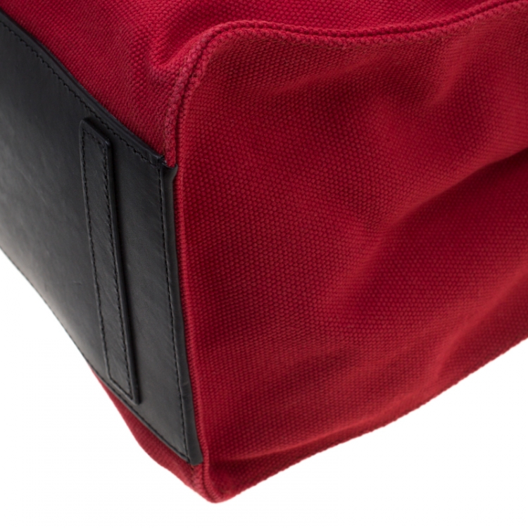 Pre Owned Ralph Lauren Red Canvas And Leather Ricky Tote