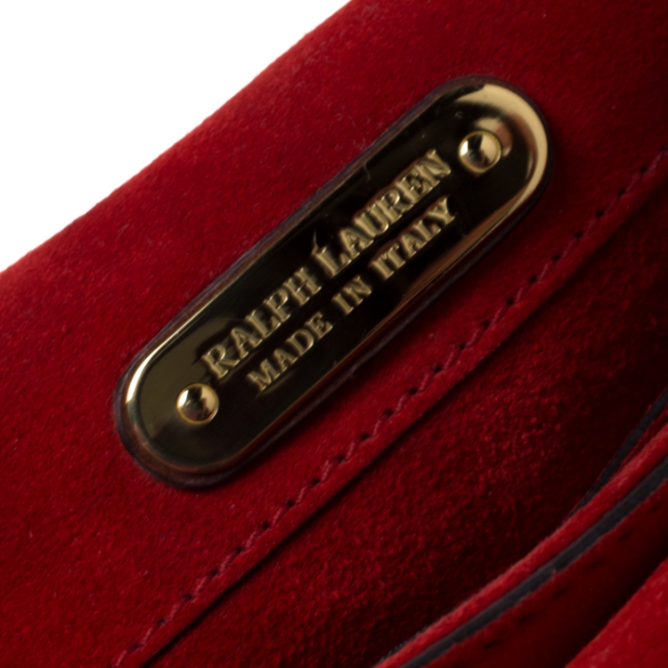 مملوكة مسبقًا Ralph Lauren Red/Brown Nubuck and Leather Saddle Bag