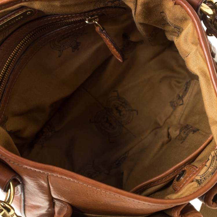 Pre Owned Ralph Lauren Tan Leather Crossbody Bag