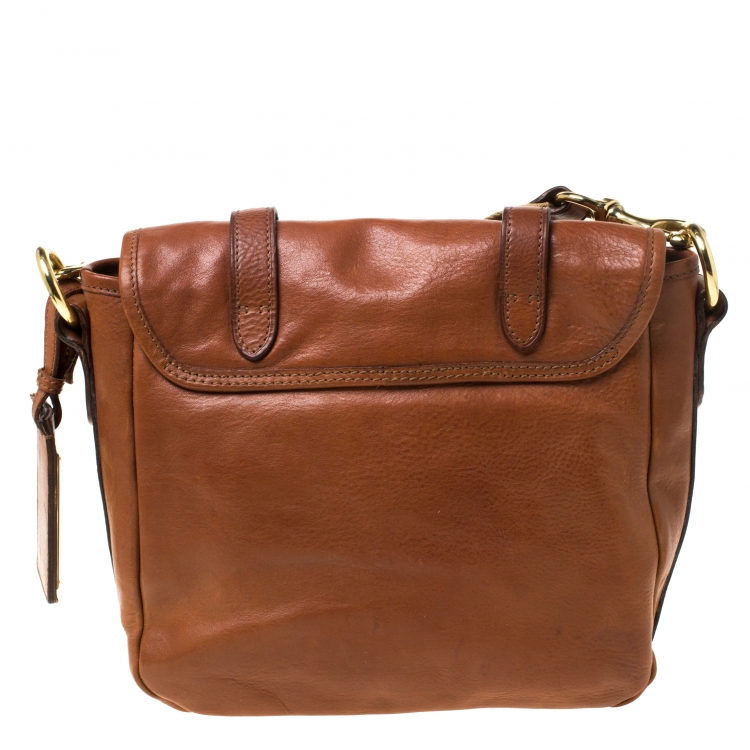 Pre Owned Ralph Lauren Tan Leather Crossbody Bag