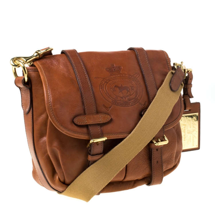 Pre Owned Ralph Lauren Tan Leather Crossbody Bag