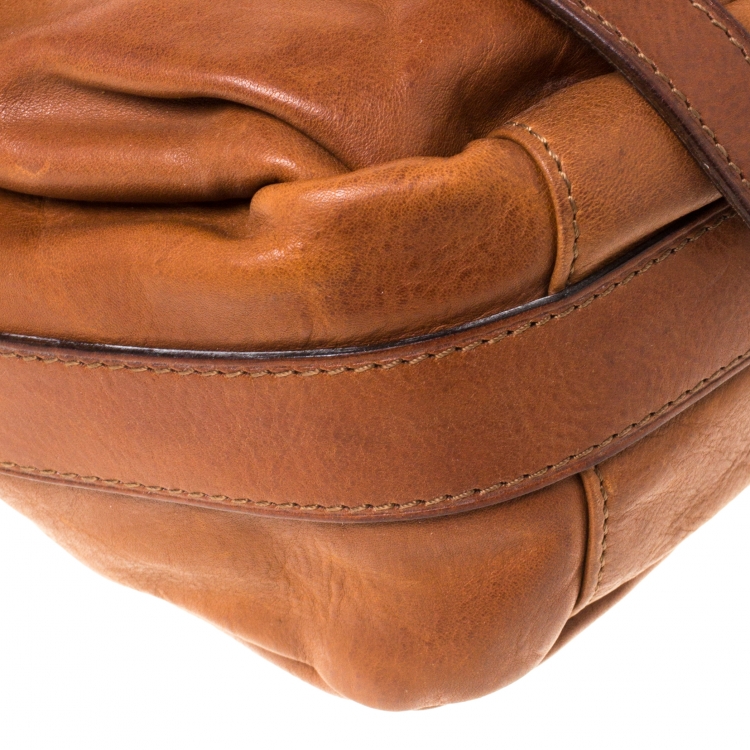 Pre Owned Ralph Lauren Tan Leather Crossbody Bag
