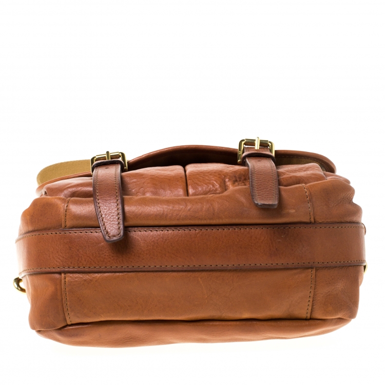Pre Owned Ralph Lauren Tan Leather Crossbody Bag