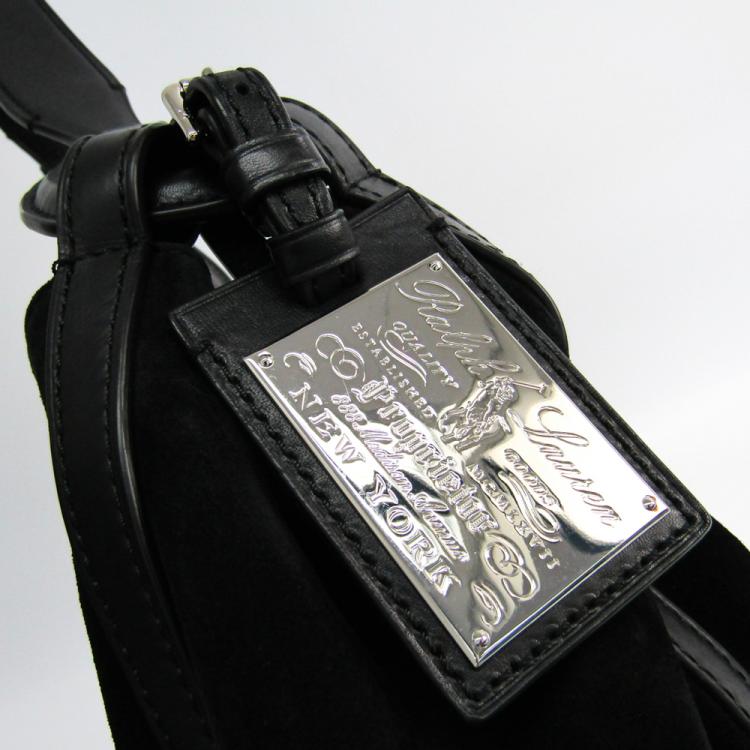 Pre Owned Ralph Lauren Black Nubuck Leather Shoulder Bag
