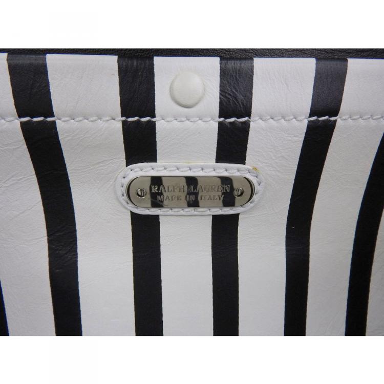Pre Owned Ralph Lauren Black/White Stripe Ricky Leather Bag