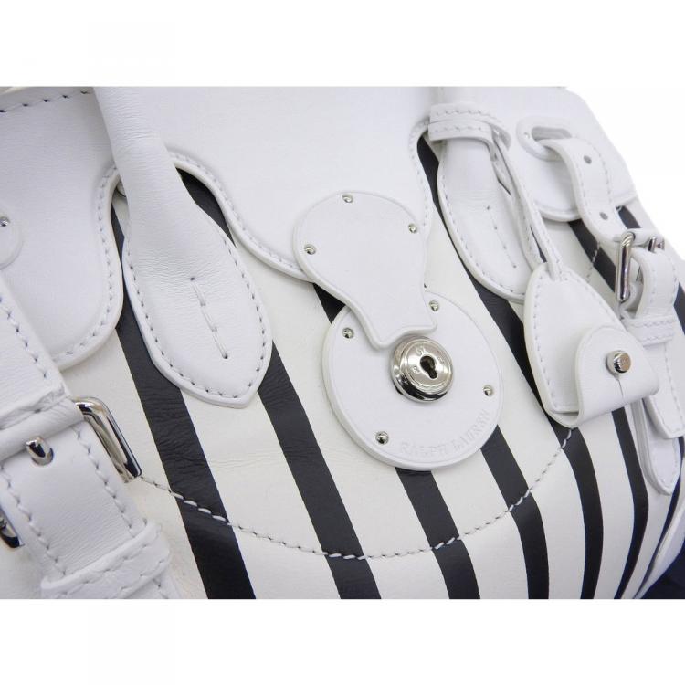 Pre Owned Ralph Lauren Black/White Stripe Ricky Leather Bag