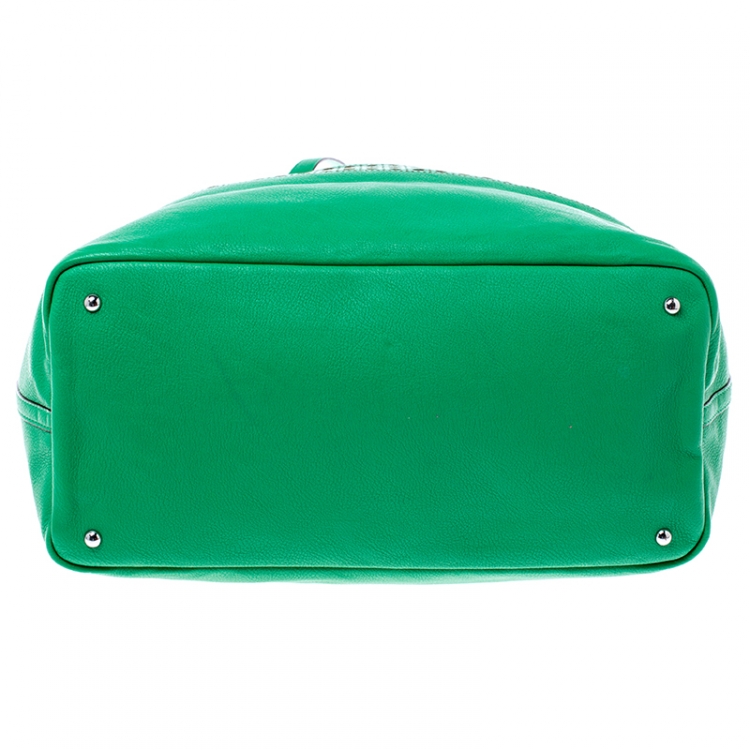 مملوكة مسبقًا Ralph Lauren Green Perforated Leather Leighton Shopper Tote