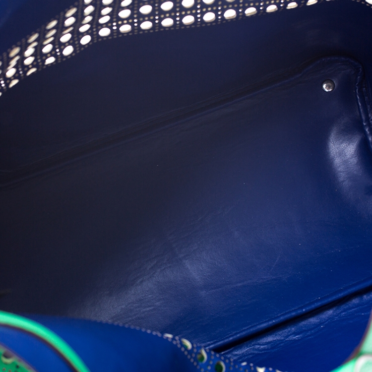 مملوكة مسبقًا Ralph Lauren Green Perforated Leather Leighton Shopper Tote