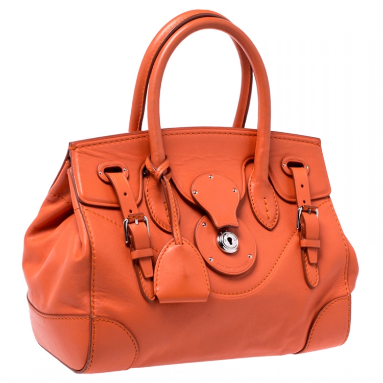 Pre Owned Ralph Lauren Orange Leather Ricky 27 Satchel Bag