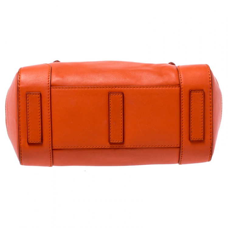 Pre Owned Ralph Lauren Orange Leather Ricky 27 Satchel Bag