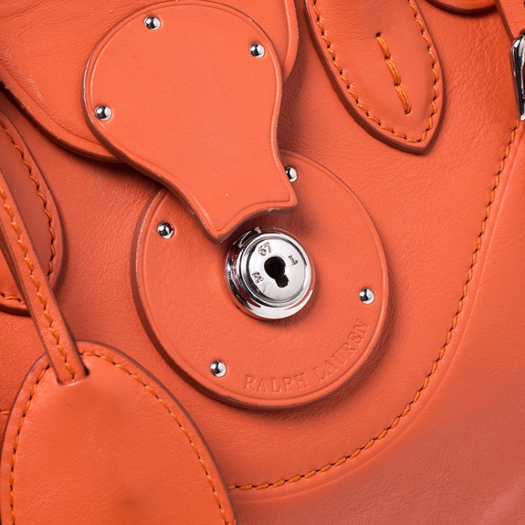 Pre Owned Ralph Lauren Orange Leather Ricky 27 Satchel Bag