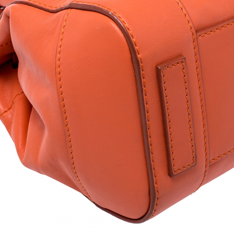Pre Owned Ralph Lauren Orange Leather Ricky 27 Satchel Bag