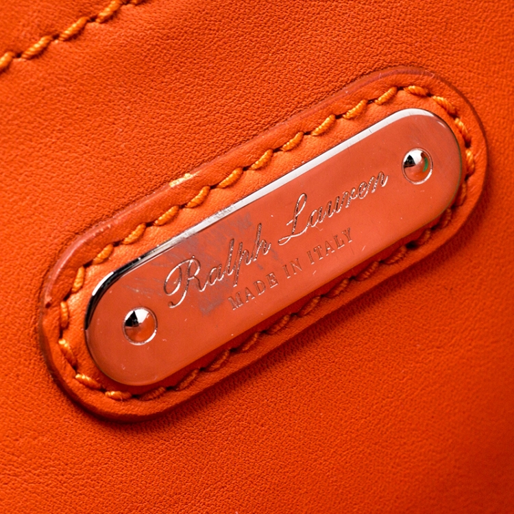 Pre Owned Ralph Lauren Orange Leather Ricky 27 Satchel Bag