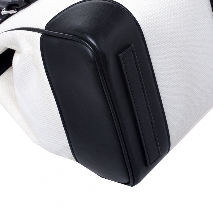 Pre Owned Ralph Lauren White/Black Canvas and Leather Ricky Tote