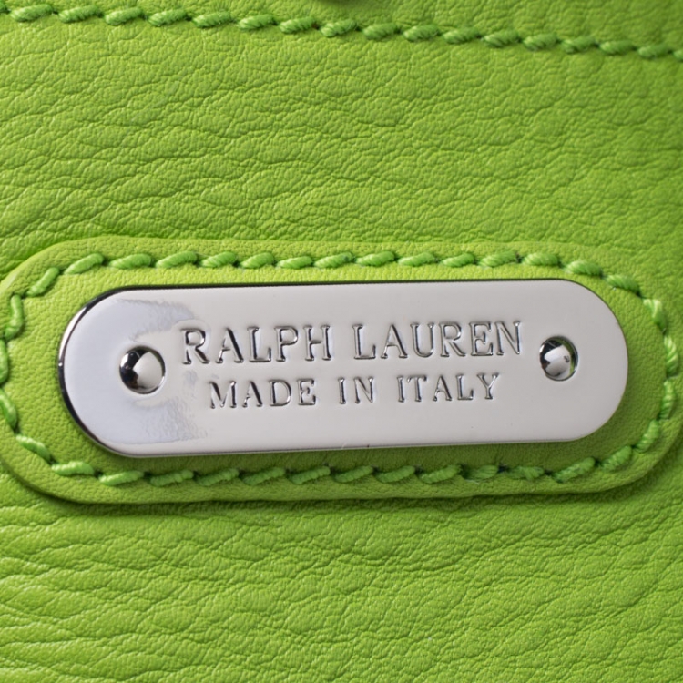 Pre Owned Ralph Lauren Neon Green Leather Ricky Tote