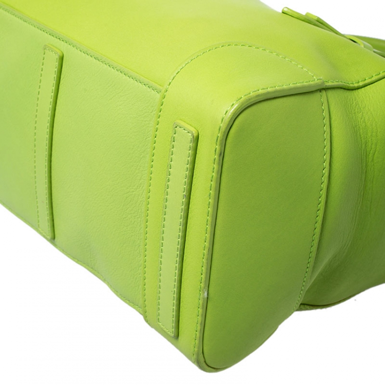 Pre Owned Ralph Lauren Neon Green Leather Ricky Tote