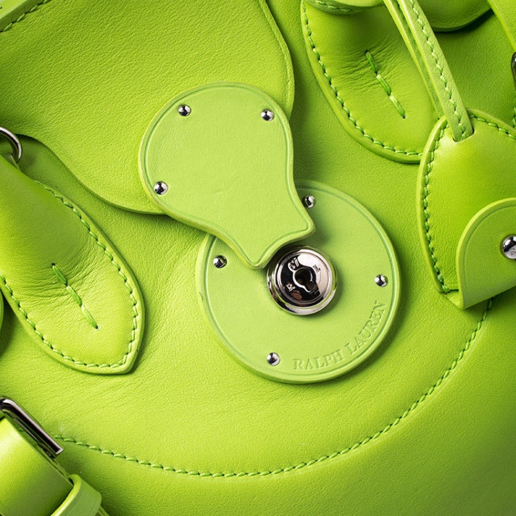 Pre Owned Ralph Lauren Neon Green Leather Ricky Tote