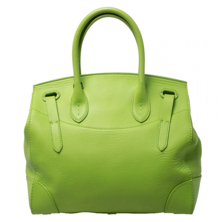 Pre Owned Ralph Lauren Neon Green Leather Ricky Tote