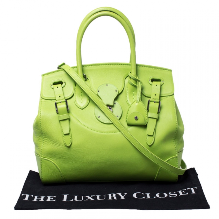 Pre Owned Ralph Lauren Neon Green Leather Ricky Tote