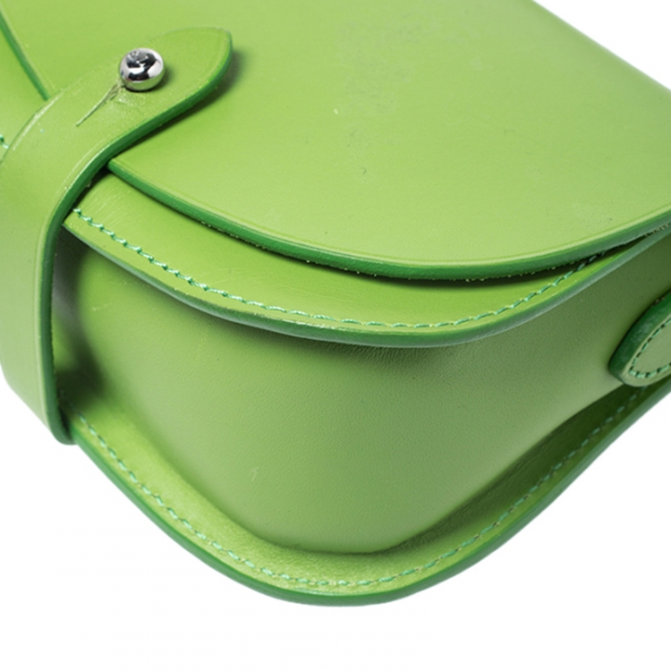 Pre Owned Ralph Lauren Green Leather Saddle Crossbody Bag