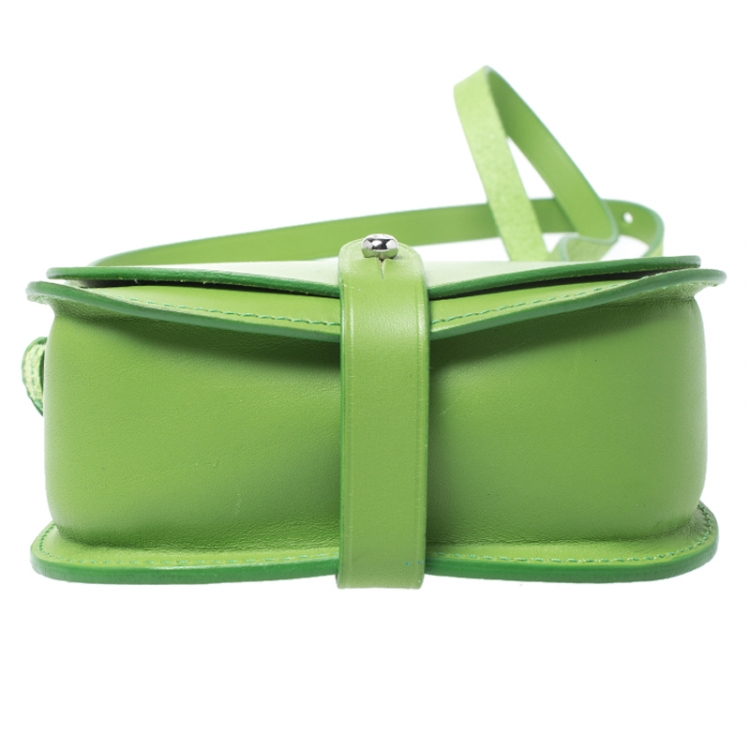 Pre Owned Ralph Lauren Green Leather Saddle Crossbody Bag
