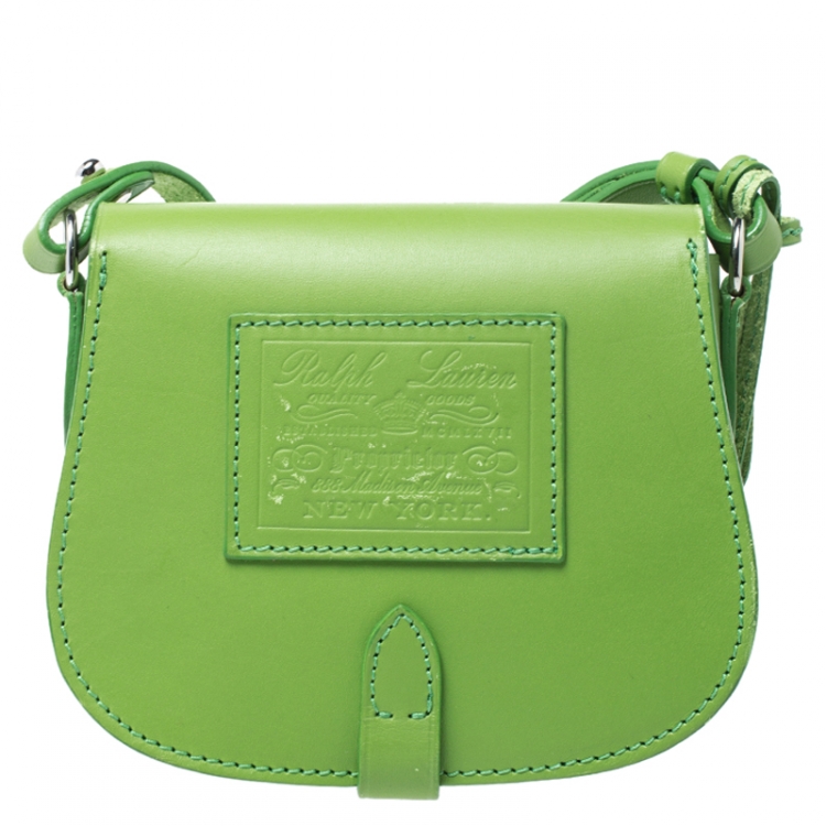 Pre Owned Ralph Lauren Green Leather Saddle Crossbody Bag