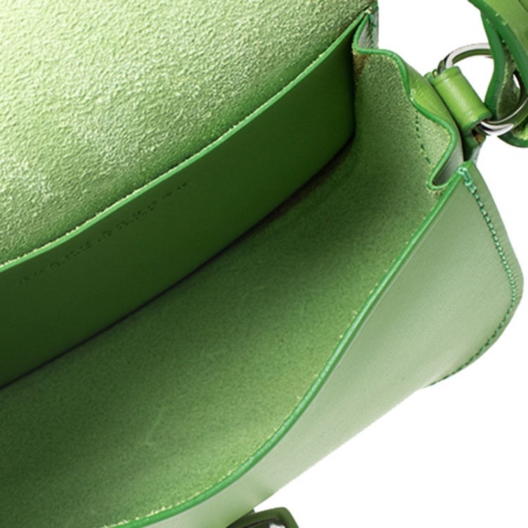 Pre Owned Ralph Lauren Green Leather Saddle Crossbody Bag