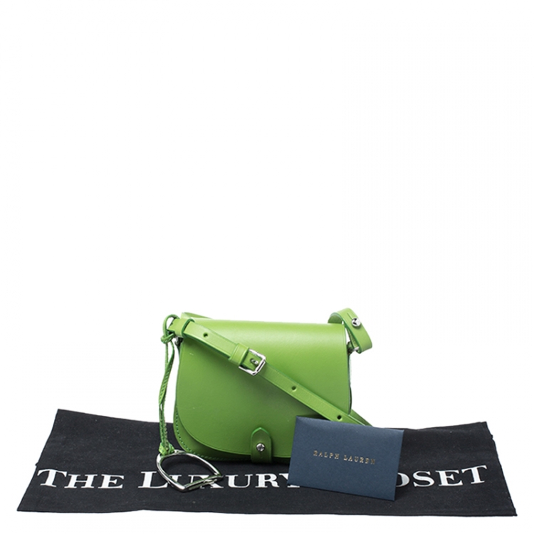 Pre Owned Ralph Lauren Green Leather Saddle Crossbody Bag