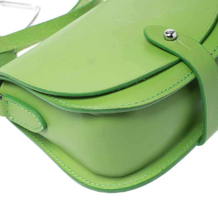 Pre Owned Ralph Lauren Green Leather Saddle Crossbody Bag